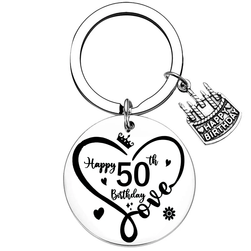 50th Birthday Gifts keychains keyrings 50 and Fabulous key chains