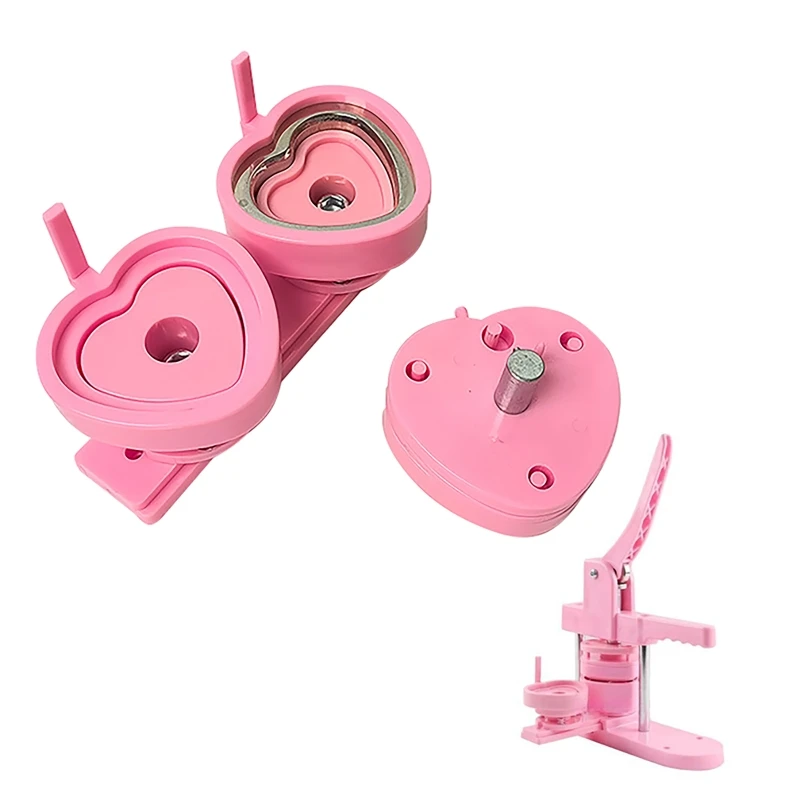 57*53mm Pink Button Badge Maker Machine Interchangeable Die Mould Heart Shape Badge Punching Die DIY Badges Gifts Green