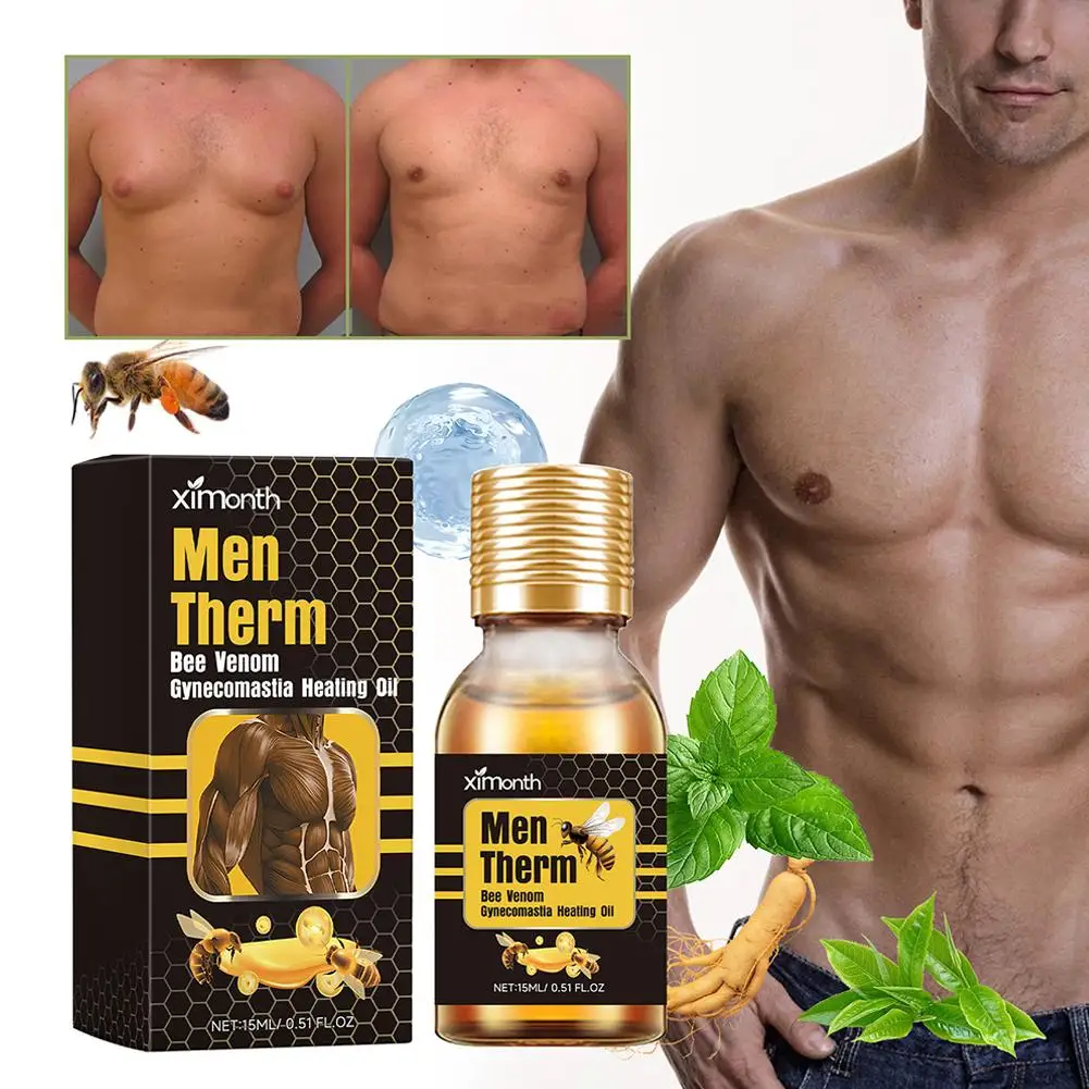 15ml Men Bee Gynecomastia Heating Oil Breast Shaping Breast Massage Serum Tighten Oil Skin Care mens massage oil