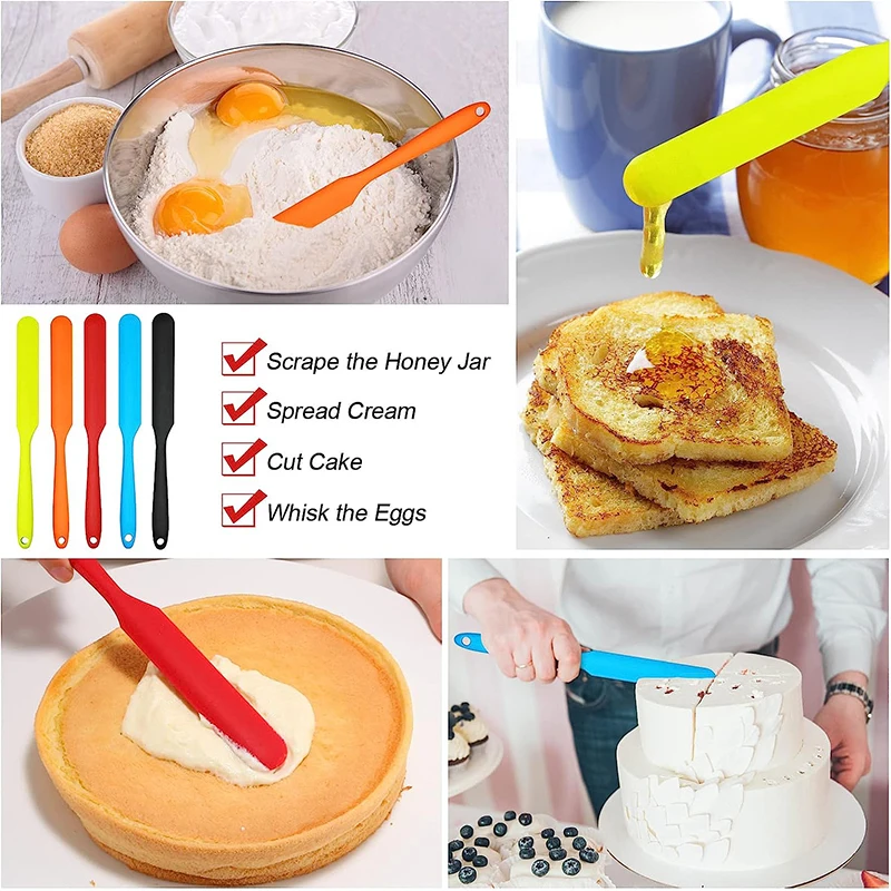 Silicone Jar Spatula High Heat Resistant Kitchen Spatulas (450&deg;F）Cake Cream Butter Spatulas Mixing Batter Scraper Spatula YY152