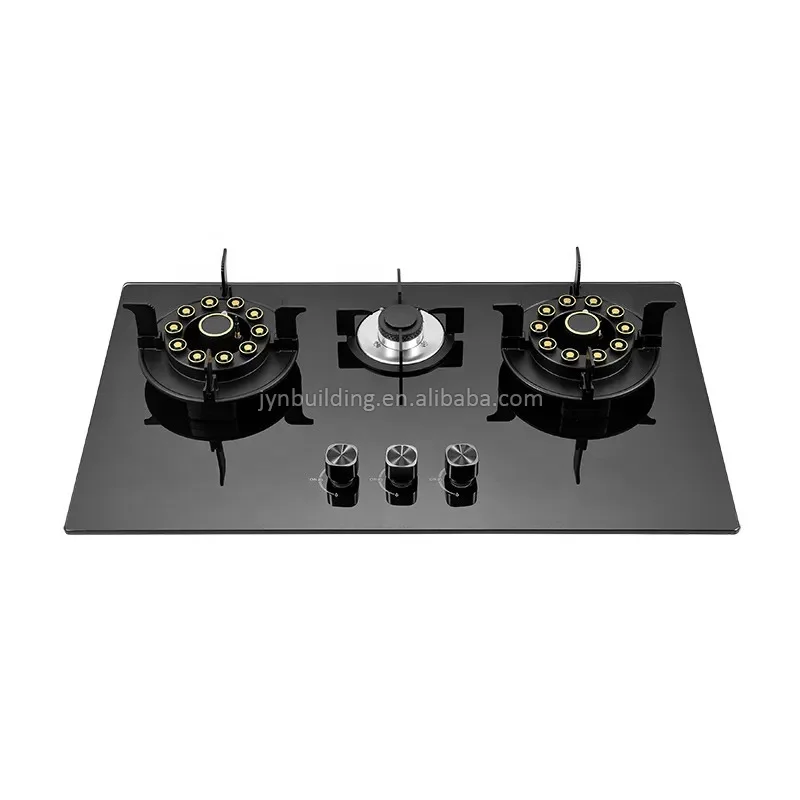 Flip Top gas cooker LPG gas cooktops glass top battery 3 burner Kitchen stove