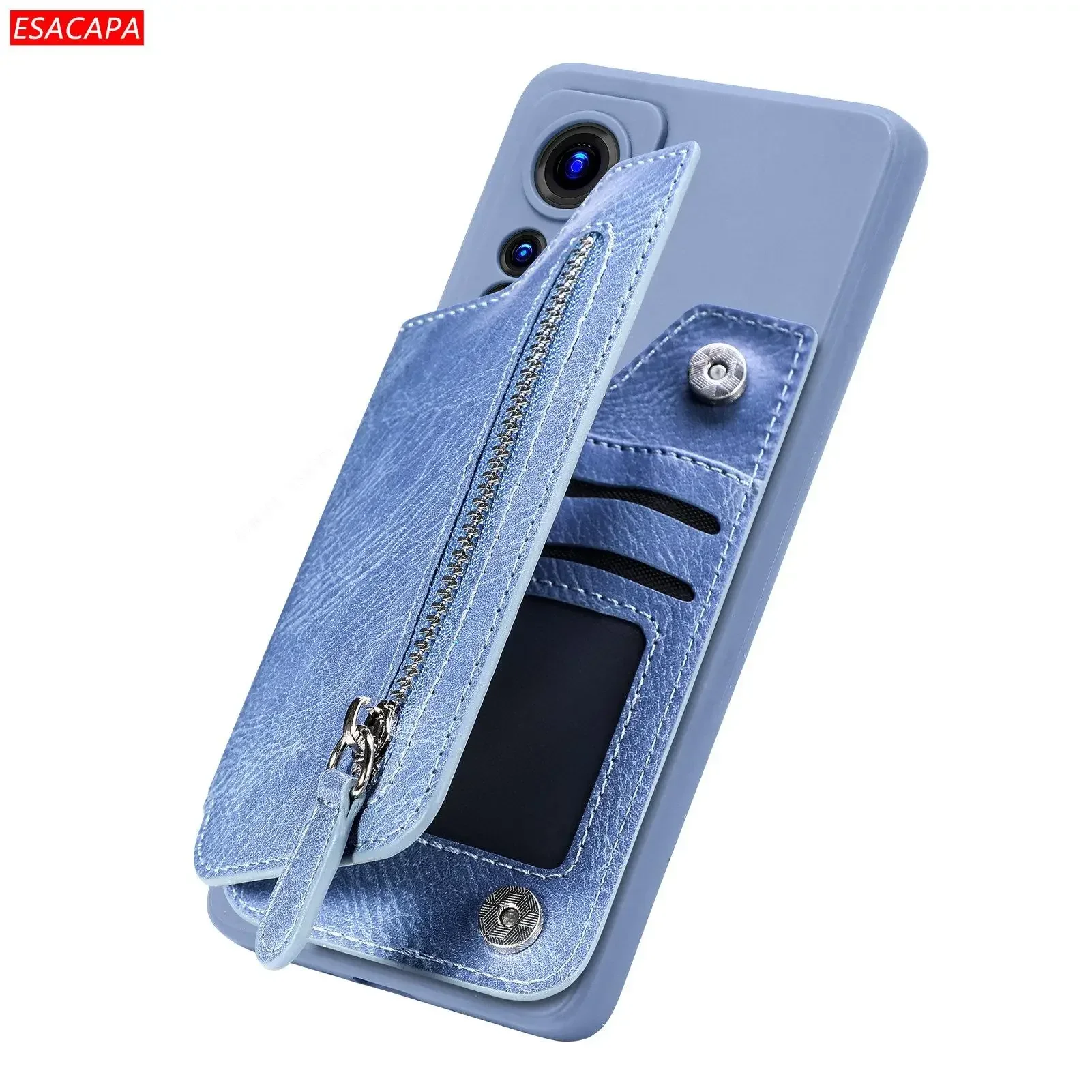 Leather Zipper Wallet Phone Case with Card Holder