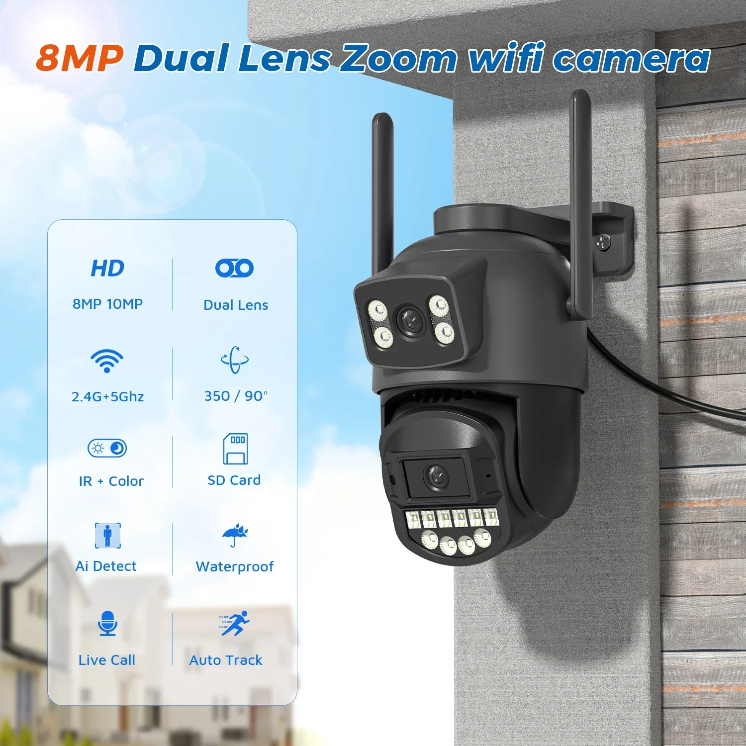 Xiaomi Cámara IP PTZ Lente Dual 8MP 5K Exterior WiFi 5G IA Vista Dual Seguridad CCTV - Image 3