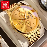 Montres pour hommes OLESV, marque officielle authentique, grand cadran, montre à quartz fine et étanche pour hommes, avec fonction chronomètre et date, en acier inoxydable, originale. 2