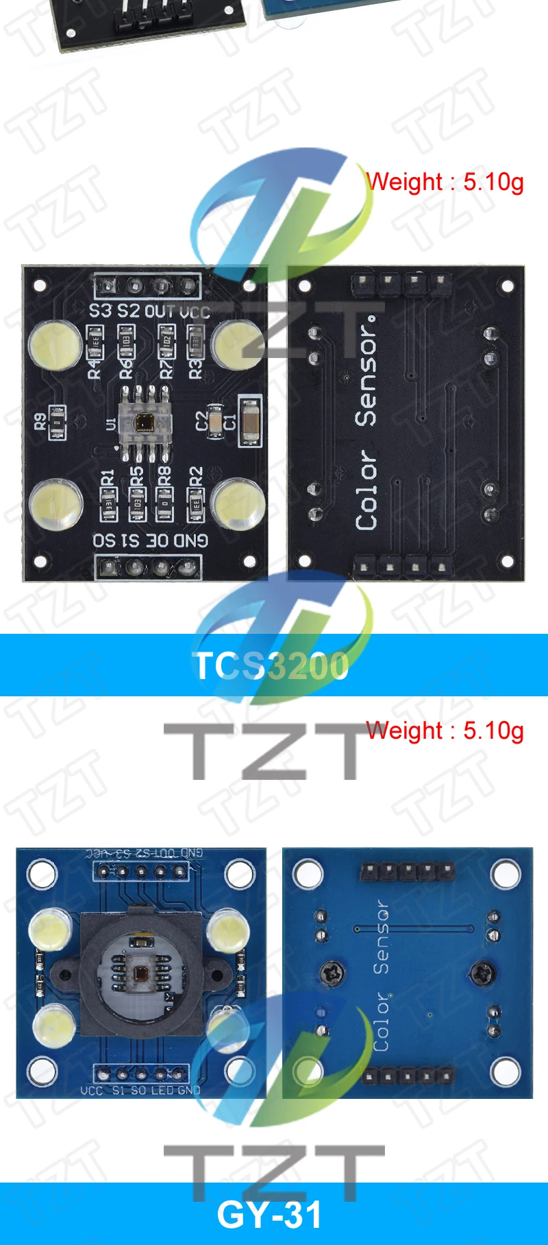 Tzt Farber kennung sensor tcs230 tcs3200 Farb sensor Farber kennung modul für Arduino DIY Modul DC 3-5V Eingang – Detail 5