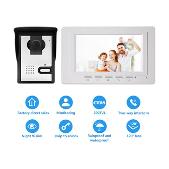 Super Low Price7 Inch Monitor 700tvl Cvbs Camera Video Door Phone Doorbell Intercom System Ir Night Vision Wired Doorbell Camera 1