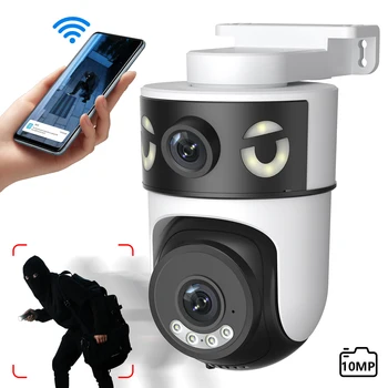 Telecamera IP PTZ da 10MP 8MP 5K Doppia lente esterna Doppio schermo 5G WIFI Telecamera AI Tracciamento Protezione di sicurezza Telecamera di sorveglianza CCTV