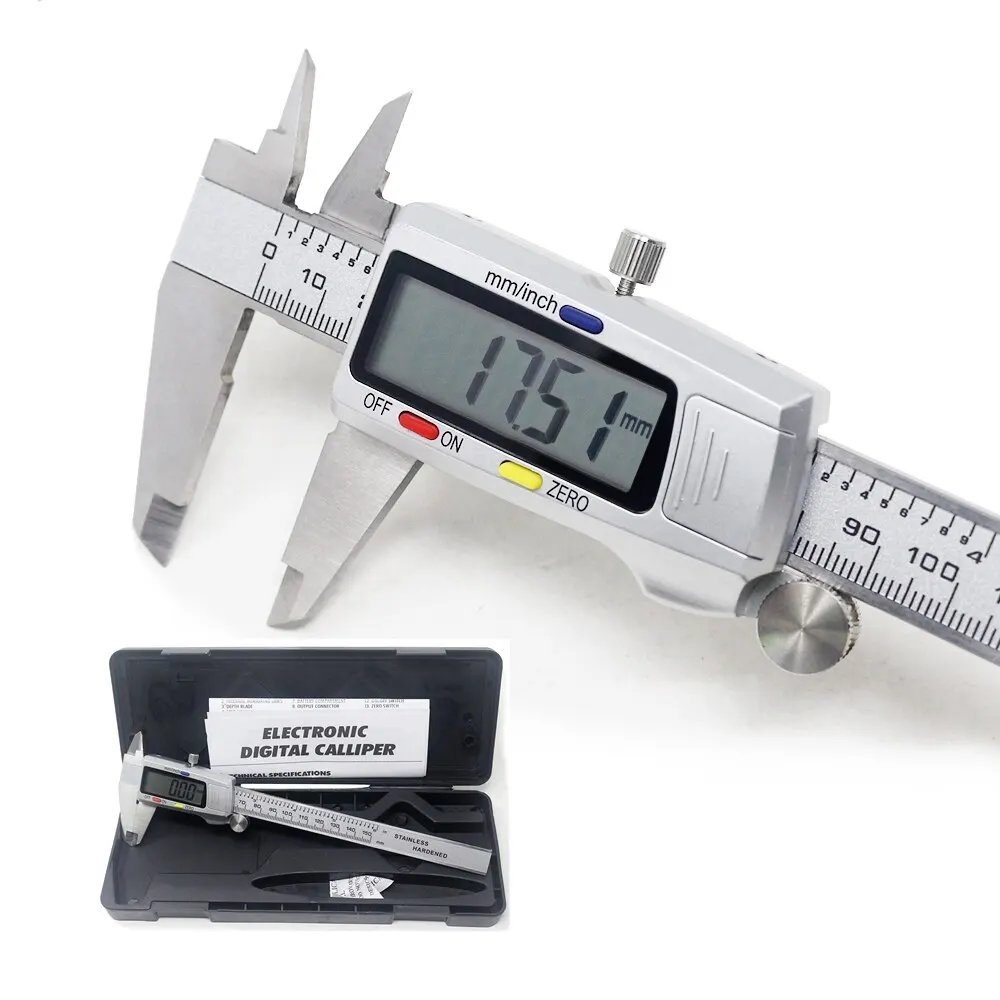 6 Inch 150mm Digitale Vernier-remklauw Roestvrijstalen Micrometer Meetgereedschap Diepte Leerser Messschieber Paquimetro