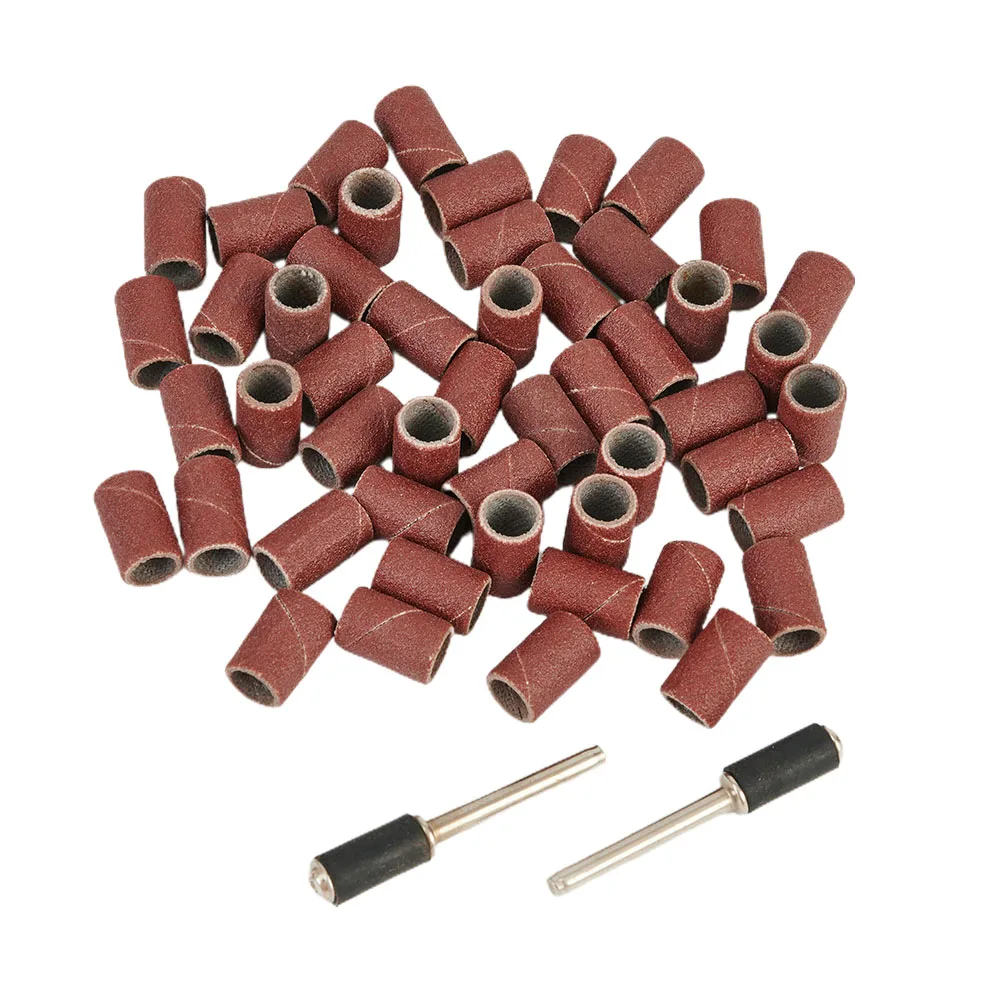 

50 Pcs 320 Grit Drum Sanding Bands Sleeves + 2pcs Mandrels Sandpaper Rotary Tools For Wood Polishing Power Tools