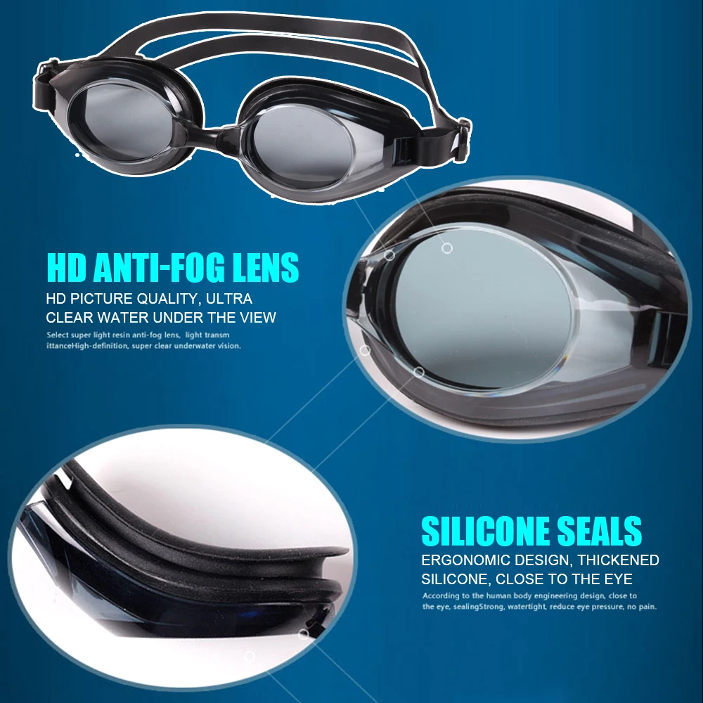 Newest Swimming Glasses Prescription -1.0~-10 Waterproof Anti Fog Swim Eyewear Silicone Diopter Diving Goggles Adults Children
