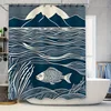 Modern Artistic Blue and White Fish and Mountain Pattern Waterproof Shower Curtain for Stylish Bathroom Decor, Easy Instal 4