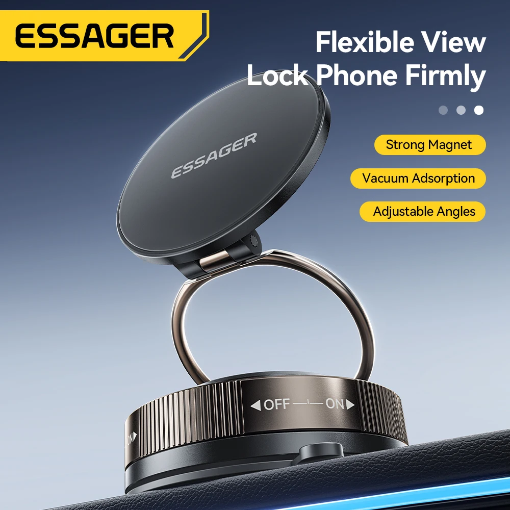 Essager Magnetic Suction Cup Phone Holder 360° Rotatable for iPhone 16 15 14 13 Pro Max Adjustable Mobile Foldable Magnet Stand