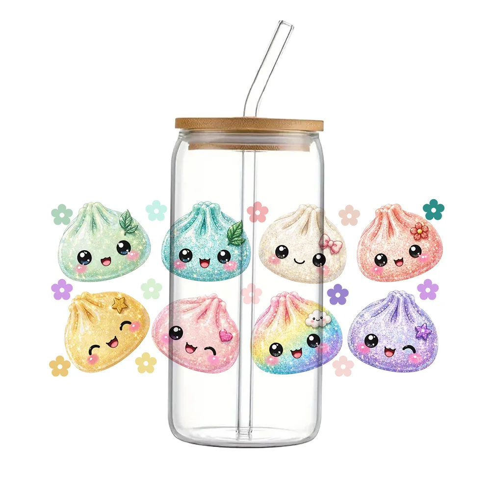 Charming Cartoon Bao Buns Waterproof UV DTF Sticker Wraps for Glass Cups and Phone Cases