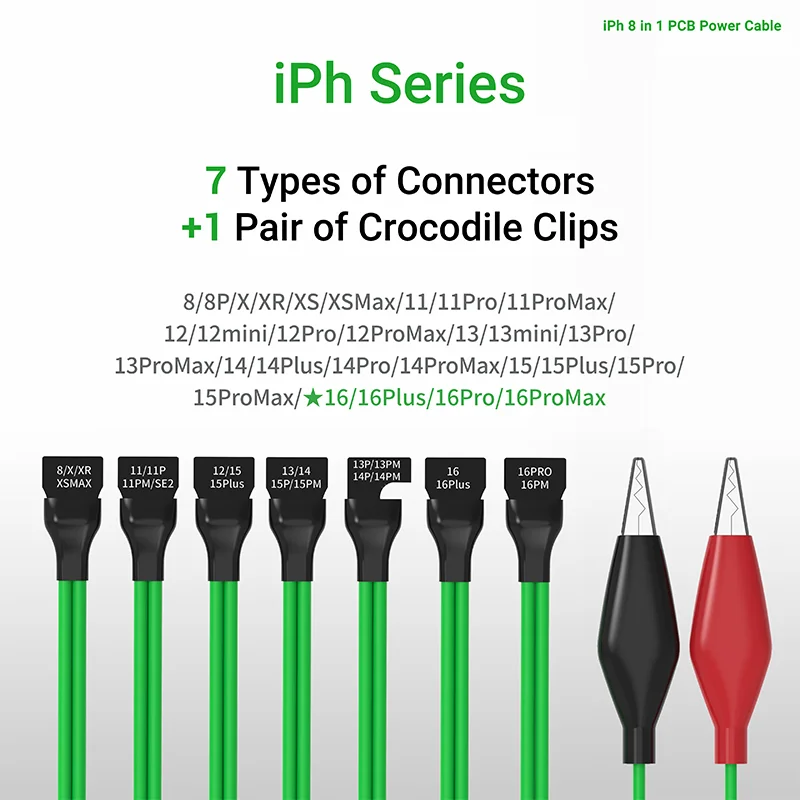 2UUL PW05 PCB 버전 8 in 1 전원 케이블 고효율 감지 아이폰 8-16PM 전원 공급 수리 테스트 도구
