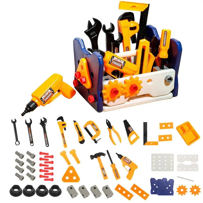 Pretend Tools Kit 40Pcs Kids Play Repair Tool Set Plastic Construction Toys with Screwdrivers for Toddler Boys Girls Child 6