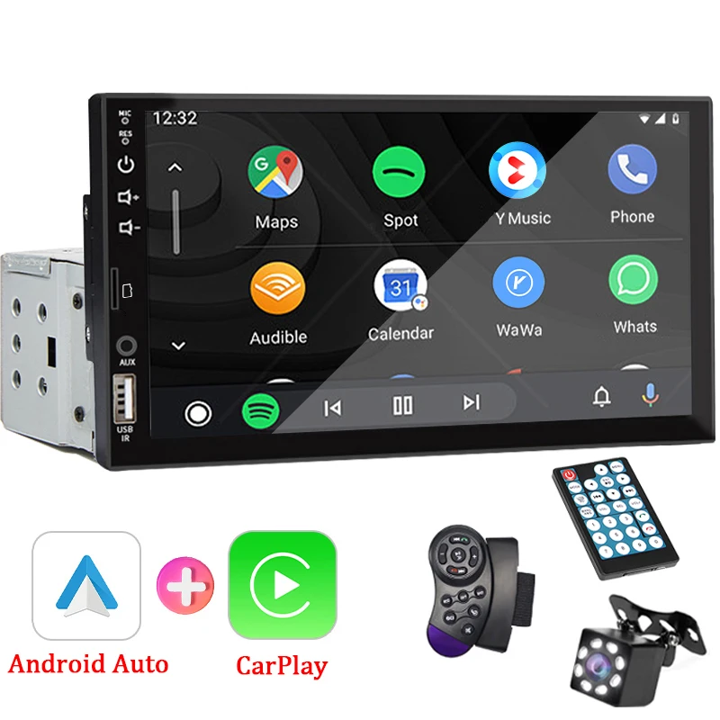 Autoradio 7 pouces 1 Din, lecteur multimédia Carplay Android Auto, écran tactile HD, entrée FM AUX, Bluetooth, MirrorLink, autoradio universel 1