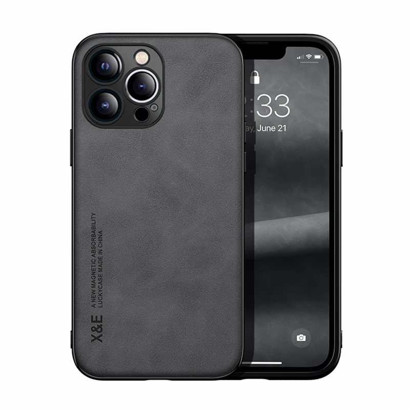 

Кожаный магнитный чехол со встроенной металлической пластиной для телефона iPhone 13 11 12 Pro Max XS Max XR X 14 7Plus, мягкий матовый Тонкий деловой чехол