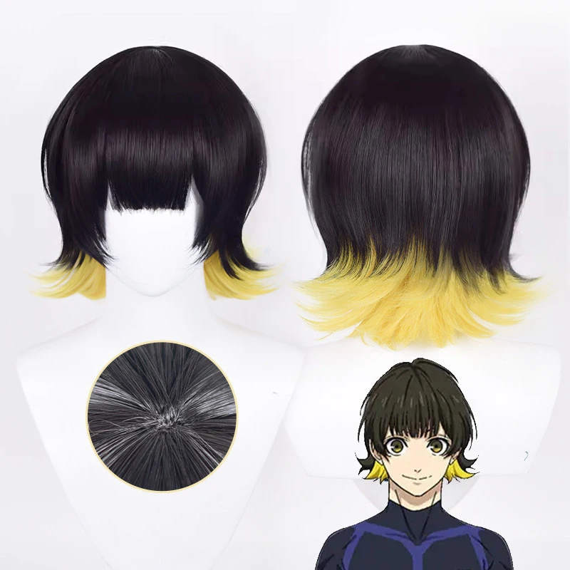 

Anime Blue Lock Bachira Meguru Cosplay Wig Double Color Short Hair Heat Resistant Synthetic Halloween Party Accessories Props