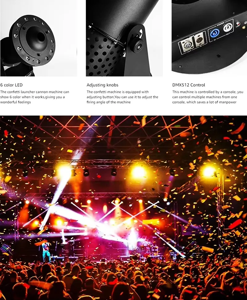 High Quality 1500W LED Electric Confetti Blower Machine Professional Confetti Ca