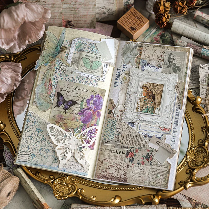 100 pcs Vintage multi-dimension material scrapbook paper Decorative Hand Account Diary Album Scrapbooking Background paper Craft Supplies craft paper scrapbooking material scrapbook materials scrapbooking paper
