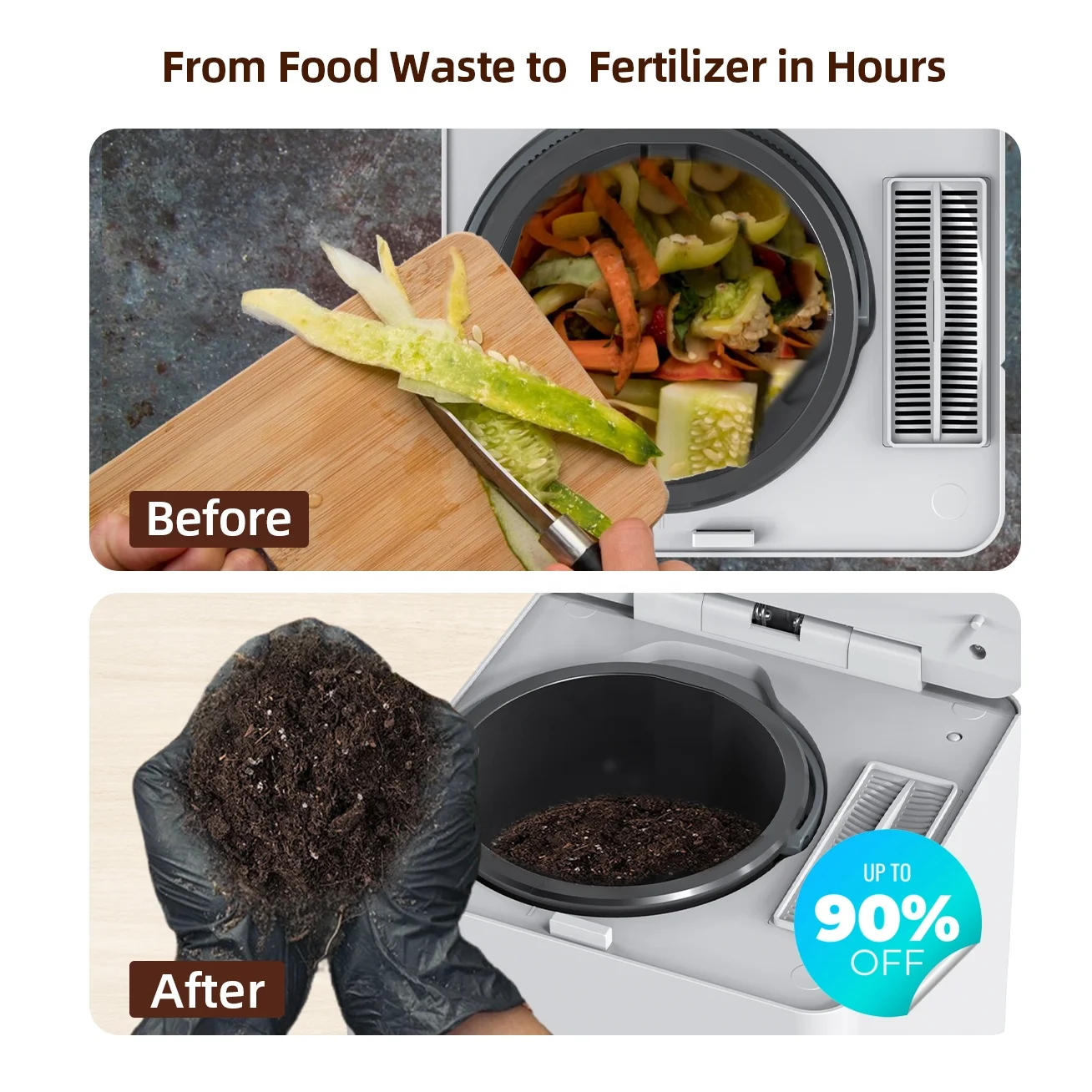 LUXFOND Home Food Upcycler All Seasons Indoor Electronic Composter Indoor Compost Electric Kitchen Food Recycler 3