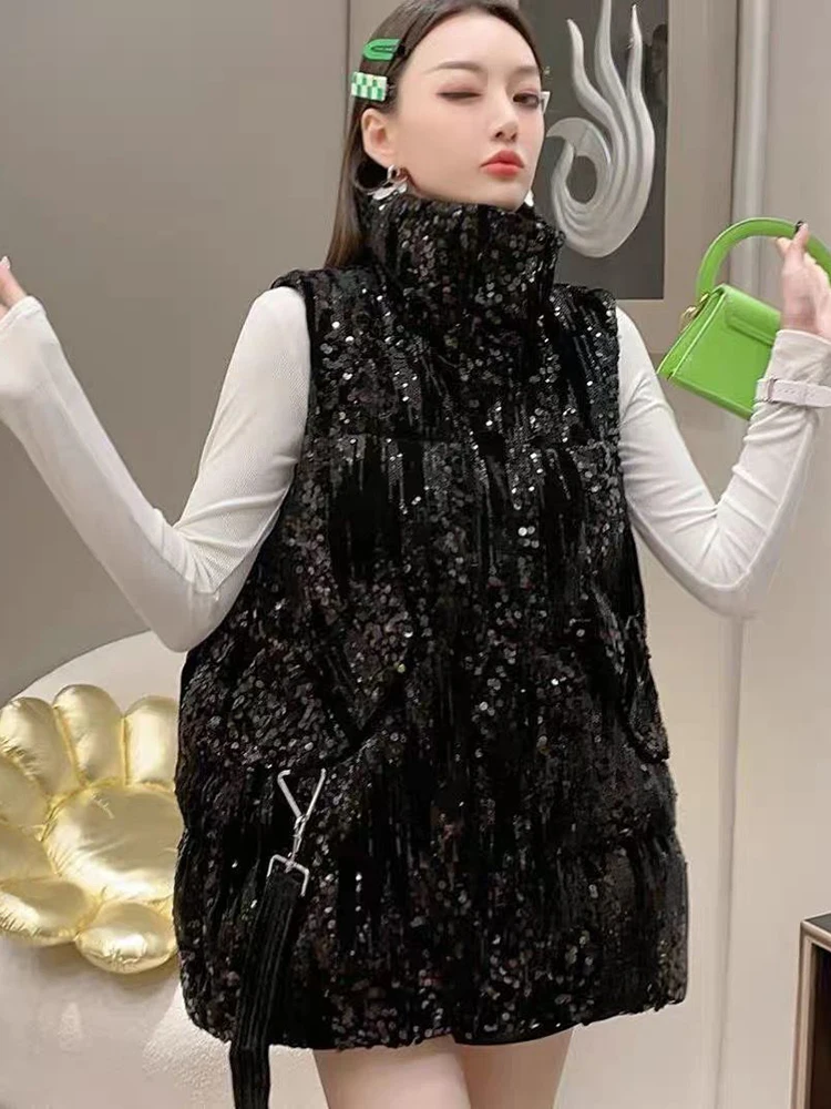 Autumn Winter New Sequins Waistcoat Vest Fashion Casual