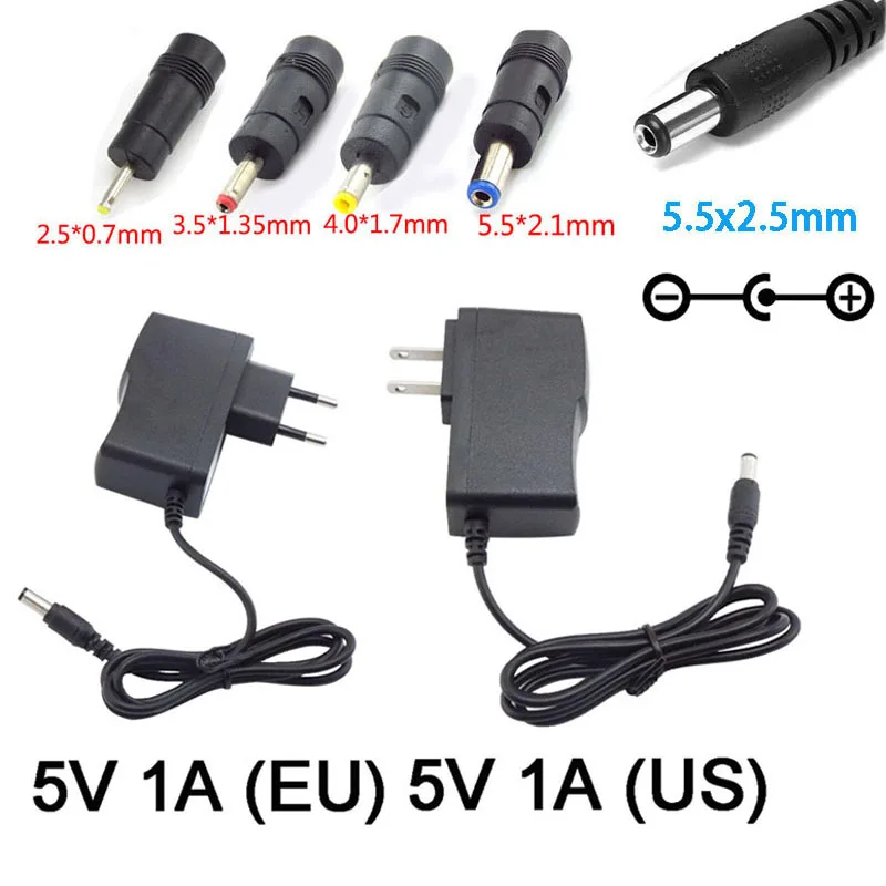 AC 110V 240V DC 5V 1A зарядное устройство 5 5*2 1mm преобразователь адаптер 4 0*1 7mm 3 5*1 35mm 2 5*0 Plug |
