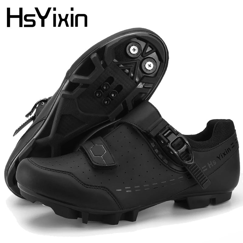 Men's Cycling Shoes with Quick Ratchet Buckle for Mountain Biking and Indoor/Outdoor Use