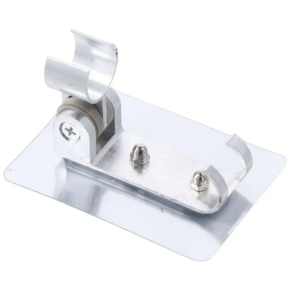 Durable Aluminium Shower Head Holder with 2 Hanger Hooks No Drill Need Wand Holder Silver Mount Bracket For Bathroom