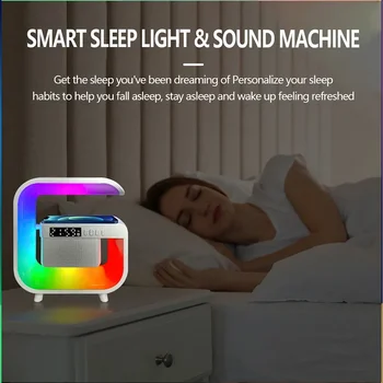 RGB Light Wireless Charger Stand Pad Multi Bluetooth 5.0 Speaker FM Alarm Clorck For iPhone Samsung Xiaomi Fast Charging Station