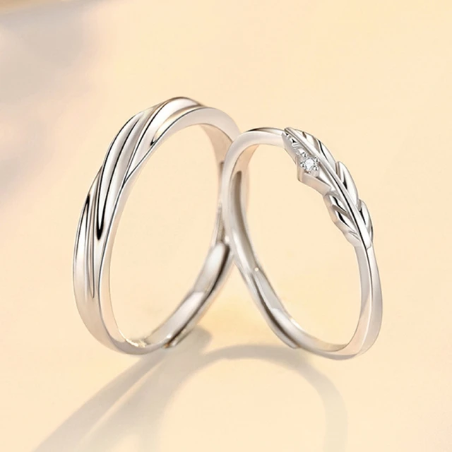 Designer fashion Stylish Couple rings for Lovers, Platinum Plated Silver  Crystal Elegant Couple Rings with Beautiful