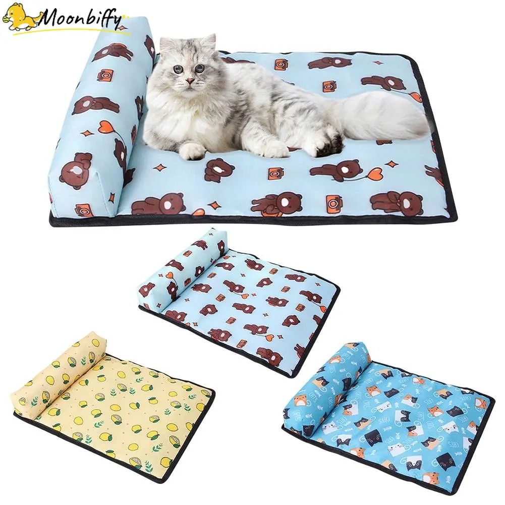 Summer Dog Cat Cooling Mat Breathable Pet Dog Bed Blanket Ice Silk Pad