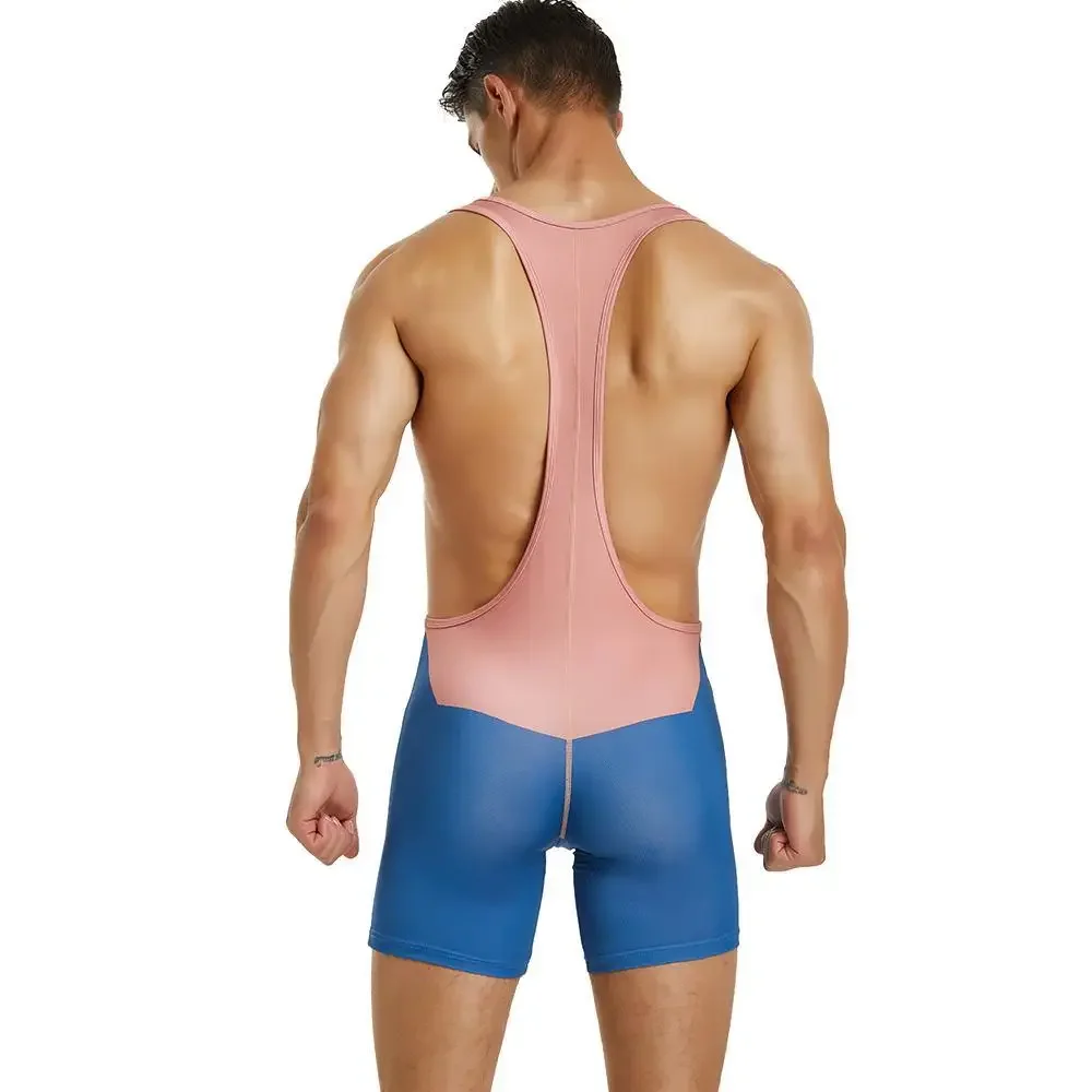 Description Picture 5 of itemMens Undershirts Bodysuit Wrestling Singlet Fitness Workout Vest Man Underwear Bodybuilding Jumpsuit Training Fitness Clothes