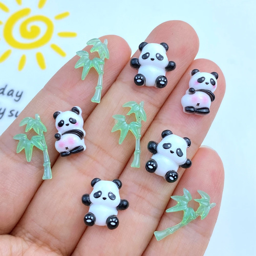 50Pcs Diy Cartoon Mini Bamboo Panda Bear Shape Nail Art Decorazioni Resina Strass 3D Nail Jewelry Charms Per Nail Tips