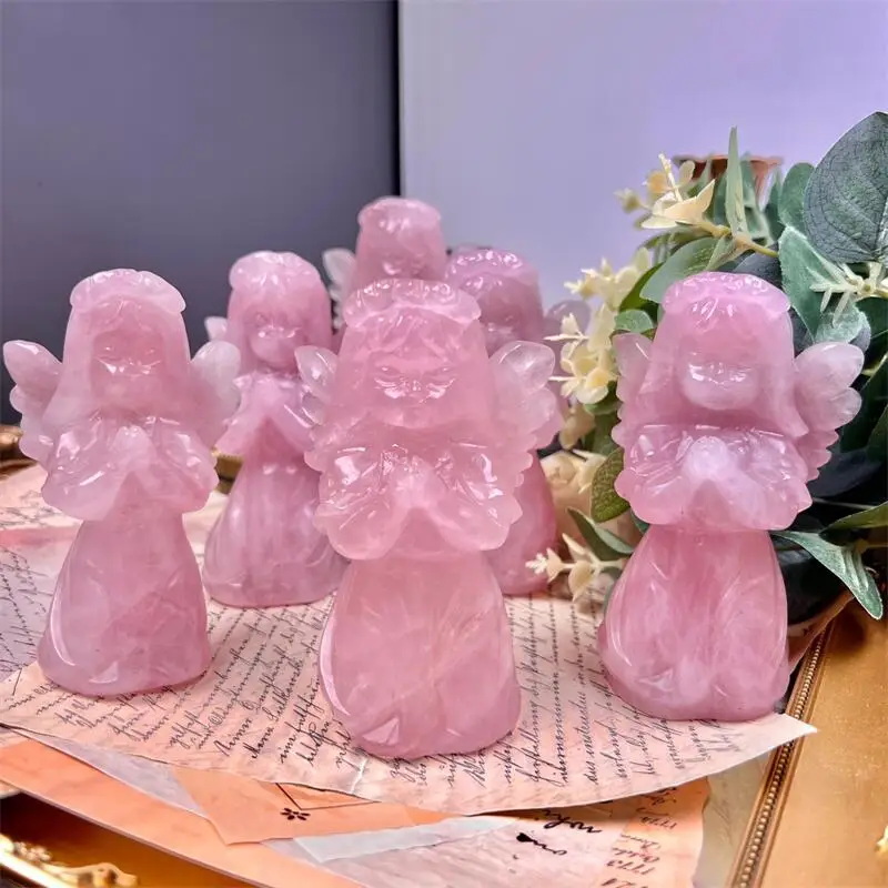 

1 шт., камень из натурального розового кварца, 11 см