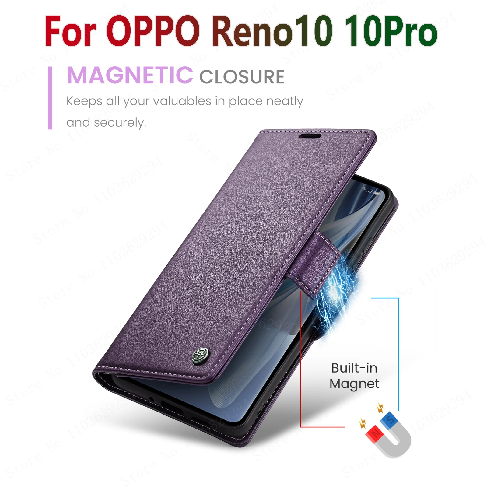 For oppo Reno10 case oppo Reno10pro Luxury leather Anti-shock Magsafe Card holder Wallet Phone case