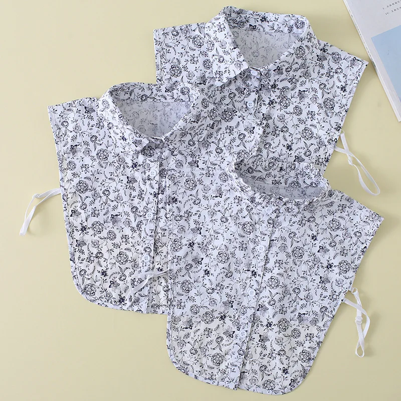 

Linbaiway Women Floral Printed Fake Collar Removable Lapel Blouse Detachable Shirt False Collar Stand Blouse Top Accessories