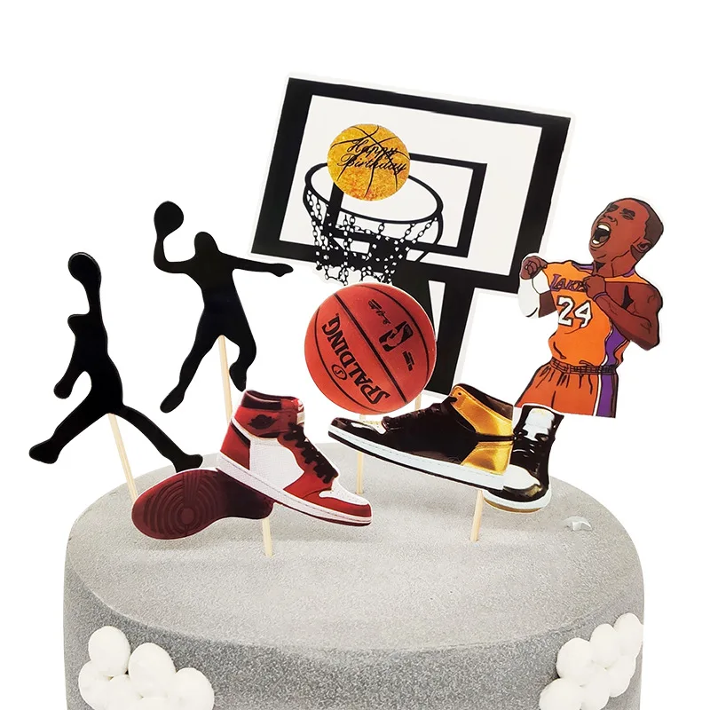 1 set Basketball Happy Birthday Cake Topper Football Theme Sports Boy Kids Birthday Cake Topper For Baby Shower Party Decoration