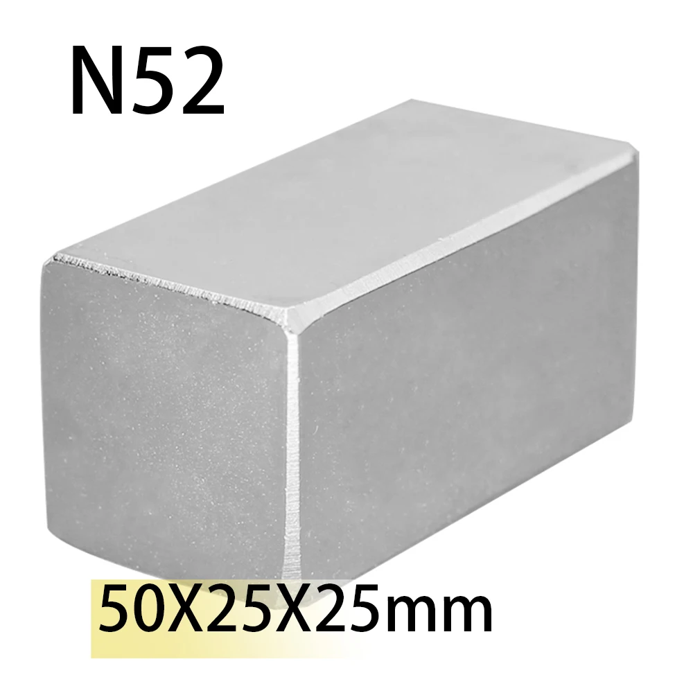 N52 50x25x25 Rectangle Neodymium Bar Block Strong Magnet Healthcare Rare Earth Search Magnetic Generation Motor Wind Customised