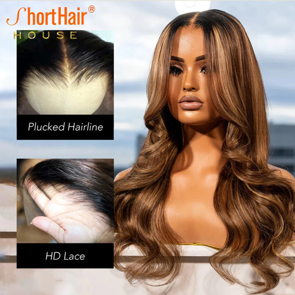 Highlight Blonde Human Hair Wigs Invisible Strap 360 Lace Front Wigs Human Hair Glueless Lace Closure Natural Loose Wave