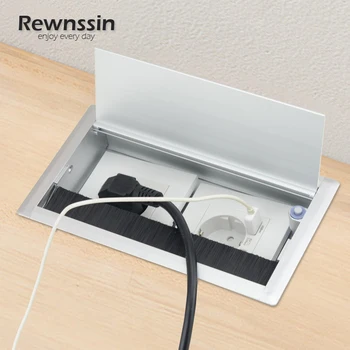 Rewnssin 와이어 커버 박스 데스크탑 조리대 내장 테이블 EU 전기 소켓, USB HDMI 데이터, RJ45 Cat5e 플러그 콘센트