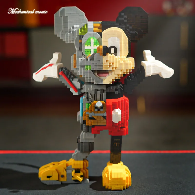 

2973PCS Disney Mechanical Mickey Micro Building Blocks Happy Mouse Diamond Bricks Figure Toys For Kid Birthday Gift