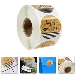 2 Rolls Happy New Year Self-Adhesive Sealing Stickers Gift Labels Wrapping Seal Stickers (Assorted Color)