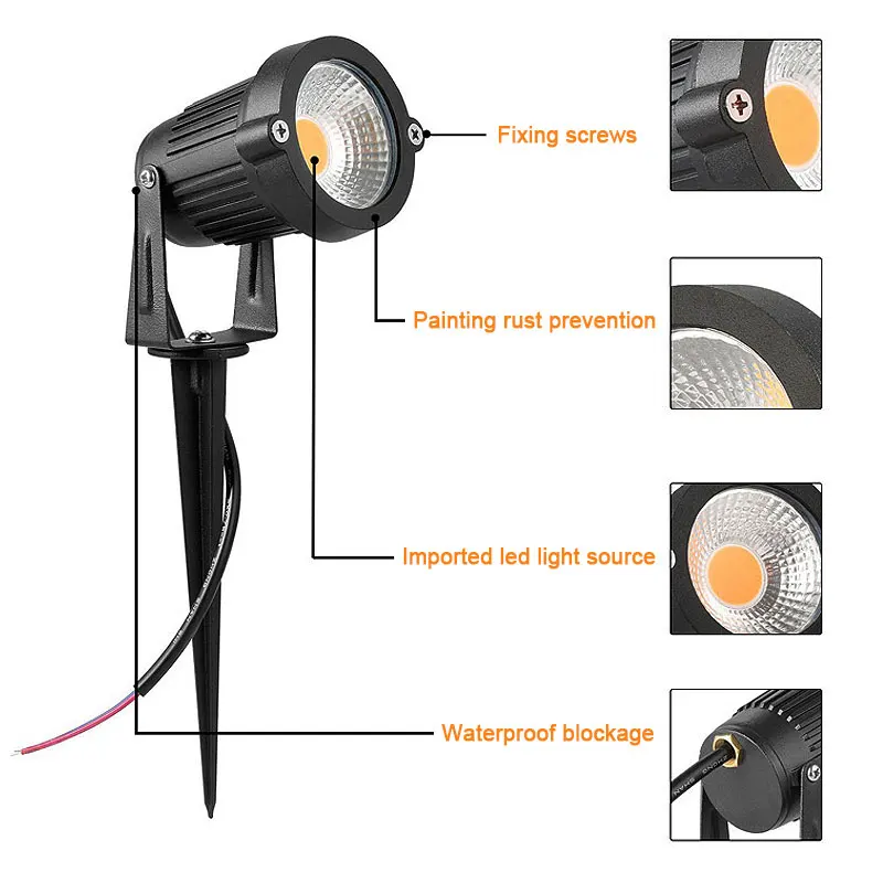 10 Stuks Led Tuin Gazon Lamp Waterpraf Ac 220V 110V 7W 5W DC12-24V Buiten Led Spike Light Pad Landschap Ip65 Spot Bollen