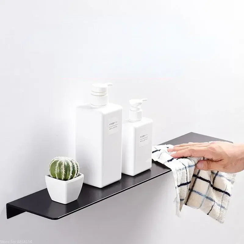 Small Shelf Without Drilling Shampoo Holder Bathroom Wall Floating White Shelves Stick Bath Organizer for Kitchen Accessories 4