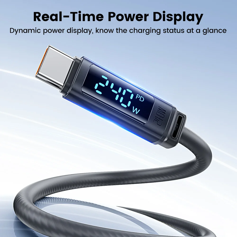 투키 USB C 240W 케이블 고속 충전 타입 C PD 3.1 디지털 디스플레이 실리콘 데이터 케이블 (삼성 맥북 아이폰 16 17 오포용)