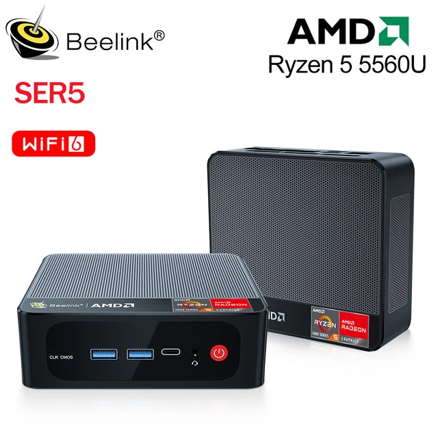 Beelink SER5 5560U WiFi6 Mini PC AMD Ryzen 5 5560U DDR4 16GB 32GB 500GB 1T  SSD BT5.2 4K 60Hz 1000M USB3.2 Desktop Gamer Computer - AliExpress