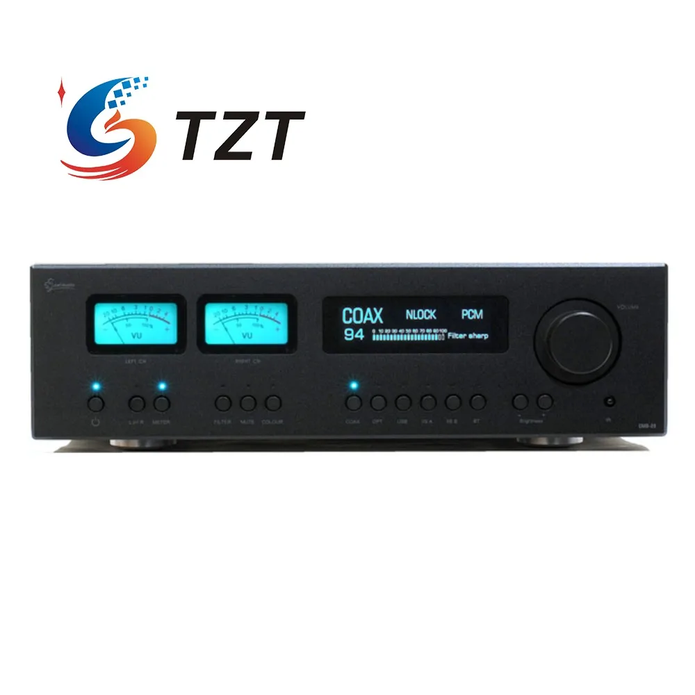 TZT Leafaudio 블랙 CMD29 듀얼 AK4499EX DSD 밸런스드 오디오 디코더 DAC 블루투스 (먼도르프 콘덴서 + 노란색/파란색 VU 미터용)