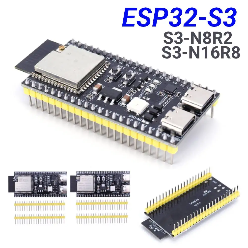 ESP32 S3 개발 보드 2.4G 와이파이 블루투스 모듈 듀얼 코어 프로세서 ESP32-S3 N8R2 N16R8 44핀 타입-C ESP32-S3