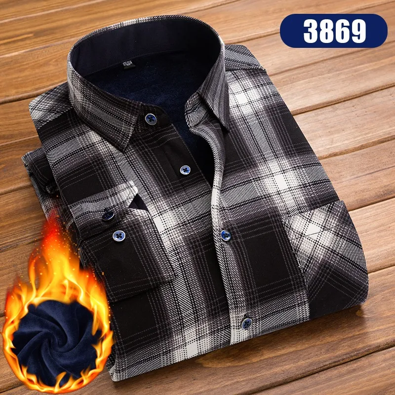 

Camisa Masculina Shirt Men Plaid Flannel Shirts Mens Casual Autumn Winter Spring Thick Warm Fleece Cotton Long Sleeve Shirt